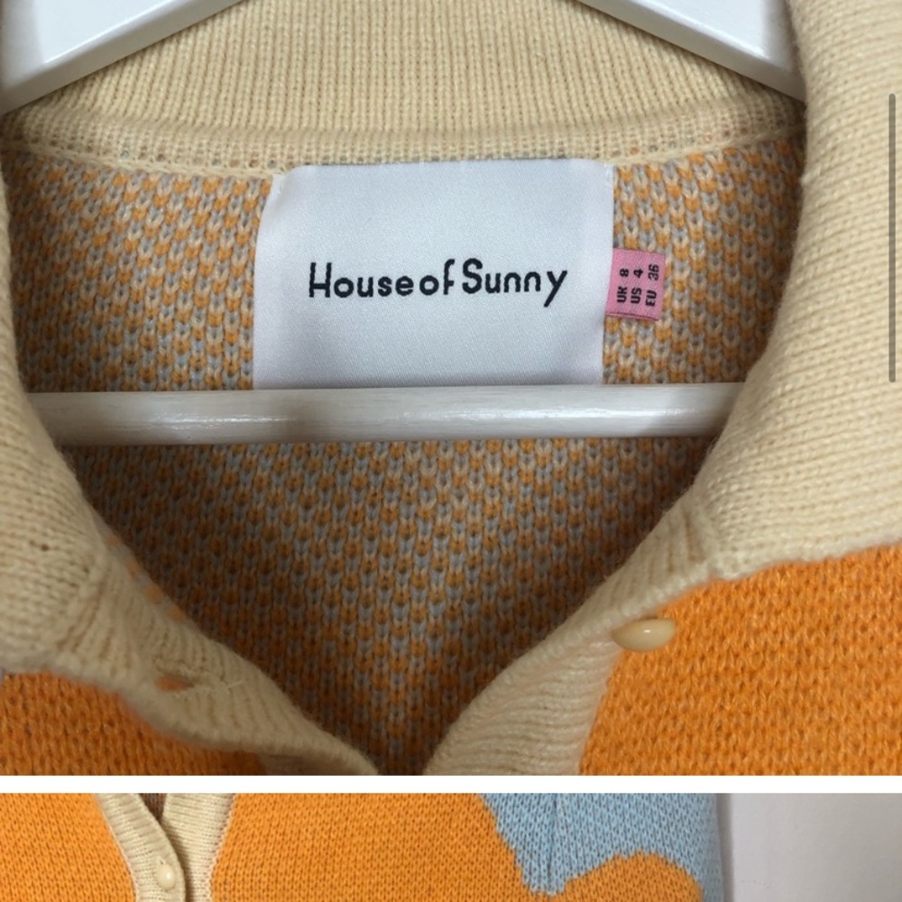 House Of Sunny Orange Day Tripper Jacquard Knit Cardigan US 4 - Picture 5 of 10